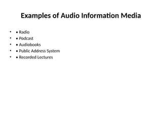 Comprehensive Overview of Audio Information Media: History, Examples ...