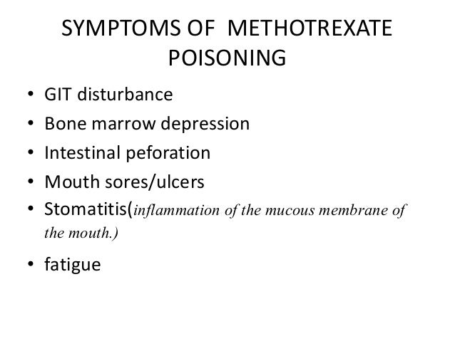 Methotrexate poisoning symptoms damage