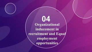 04
Organizational
inducement in
recruitment and Equal
employment
opportunities
 