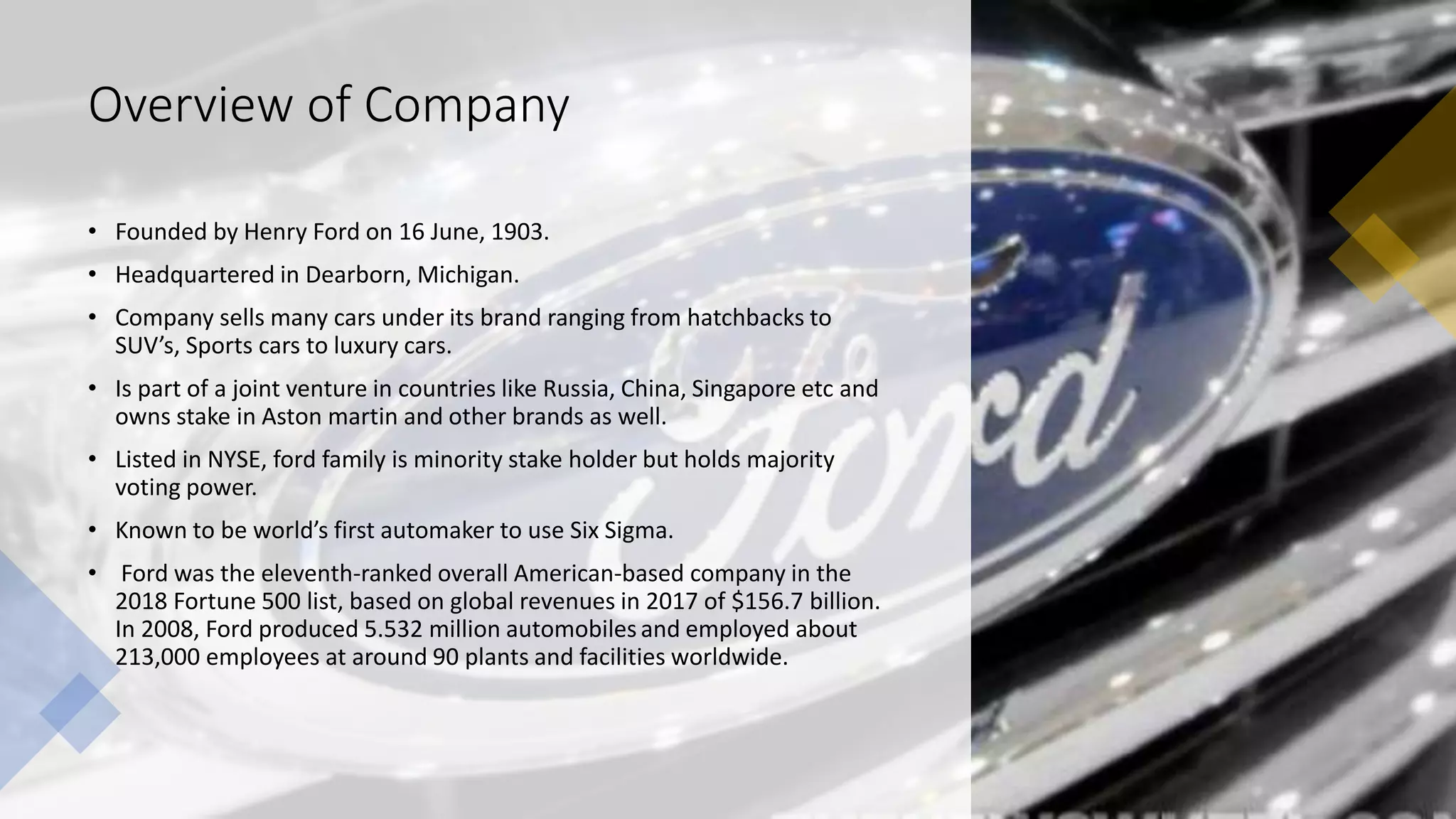 Six sigma of ford Motors | PPTX