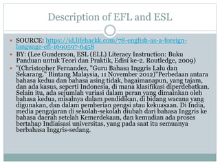 Description of EFL and ESL | PPTX