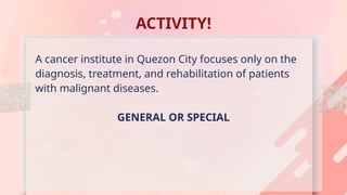 CLASSIFICATIONS OF HOSPITAL MODALITIES PPT | PPTX