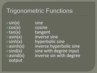 Matlab Sin Cos Matlab Functions | PPTX