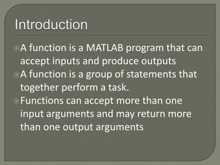Matlab Functions | PPTX | Programming Languages | Computing