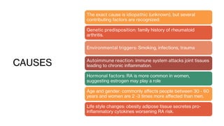 SUMMARY OF RHEUMATOID ARTHRITIS INCLUDING DEFINITION, CAUSES, RISK ...