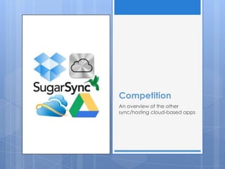 Competition
An overview of the other
sync/hosting cloud-based apps
 