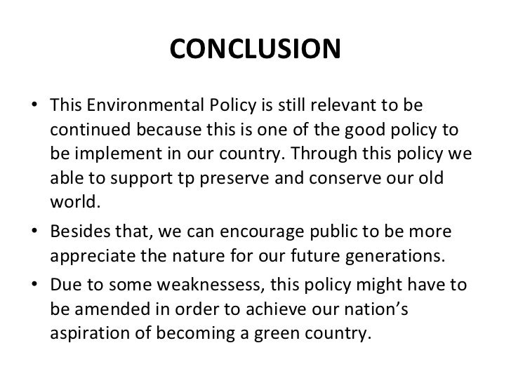 Environmental Policy In Malaysia