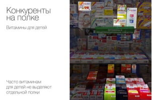 Конкуренты
на полке
Витамины для детей




Часто витаминам
для детей не выделяют
отдельной полки
 