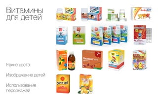 Витамины
для детей




Яркие цвета

Изображение детей

Использование
персонажей
 