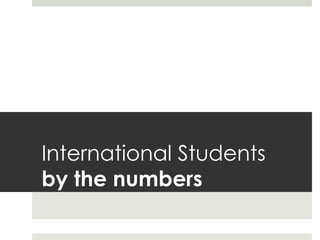 International Students by the numbers 