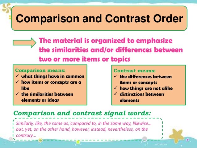 Compare contrast essay words