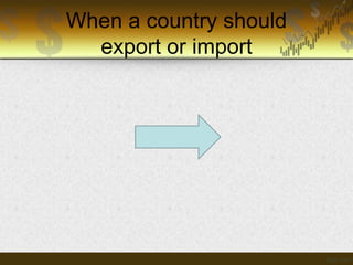 When a country should
export or import

 