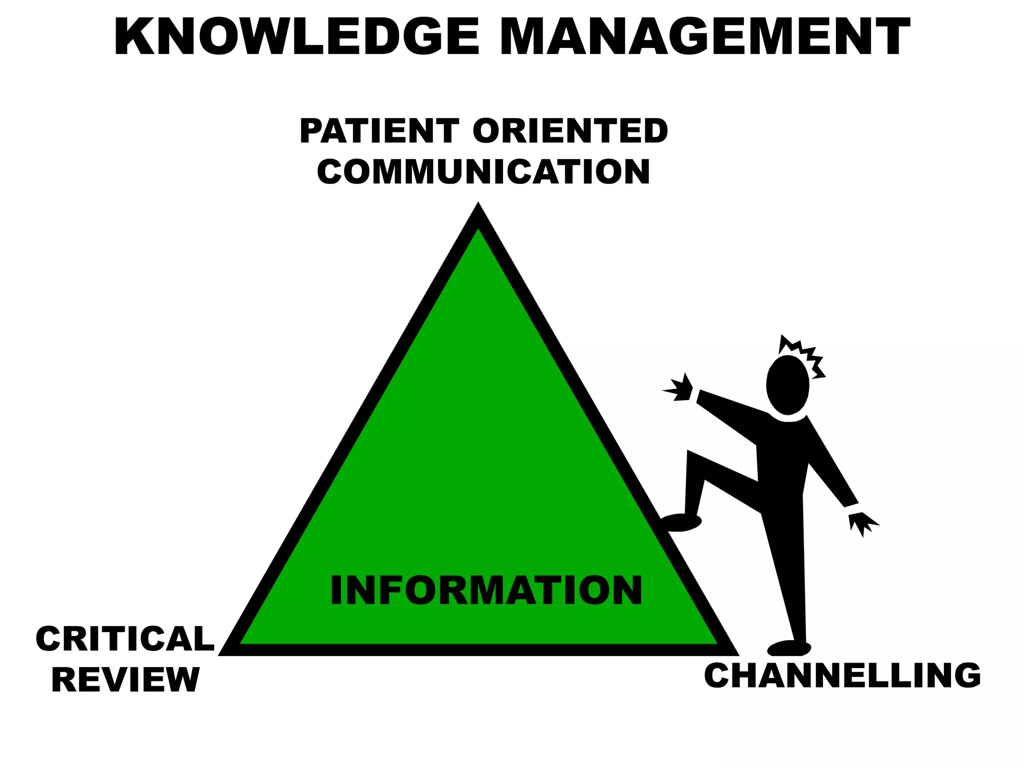 KNOWLEDGE MANAGEMENT
INFORMATION
CHANNELLING
CRITICAL
REVIEW
PATIENT ORIENTED
COMMUNICATION
 