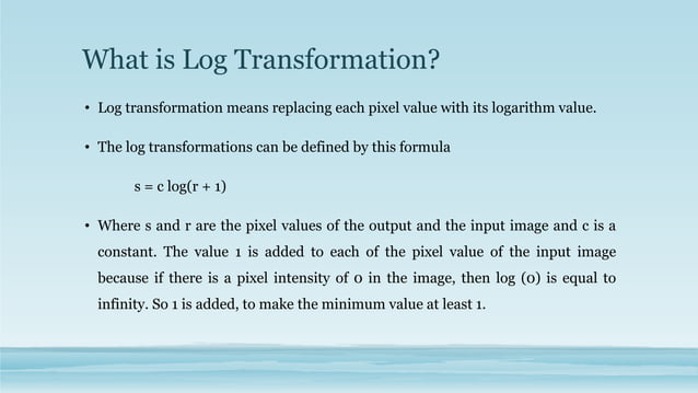Log Transformation in Image Processing with Example | PPTX