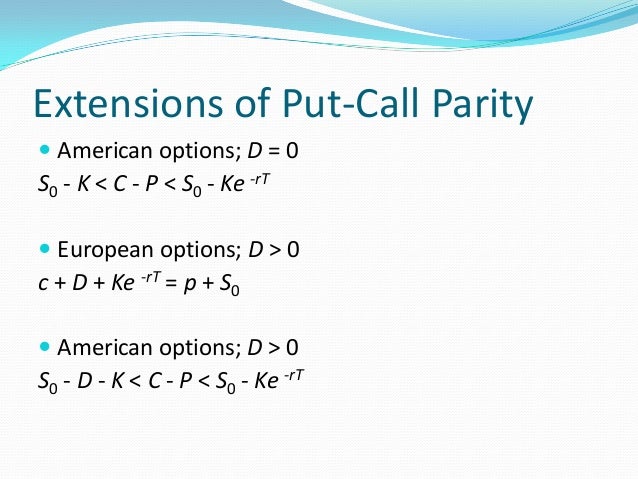 put call parity on american options