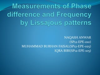 NAQASH ANWAR
(SP12-EPE-010)
MUHAMMAD BURHAN FAISAL(SP12-EPE-025)
IQRA BIBI(SP12-EPE-105)
 