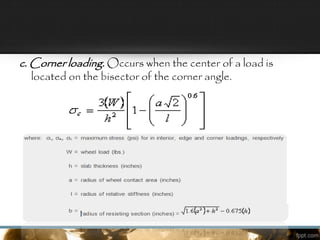 c. Corner loading. Occurs when the center of a load is
located on the bisector of the corner angle.
 