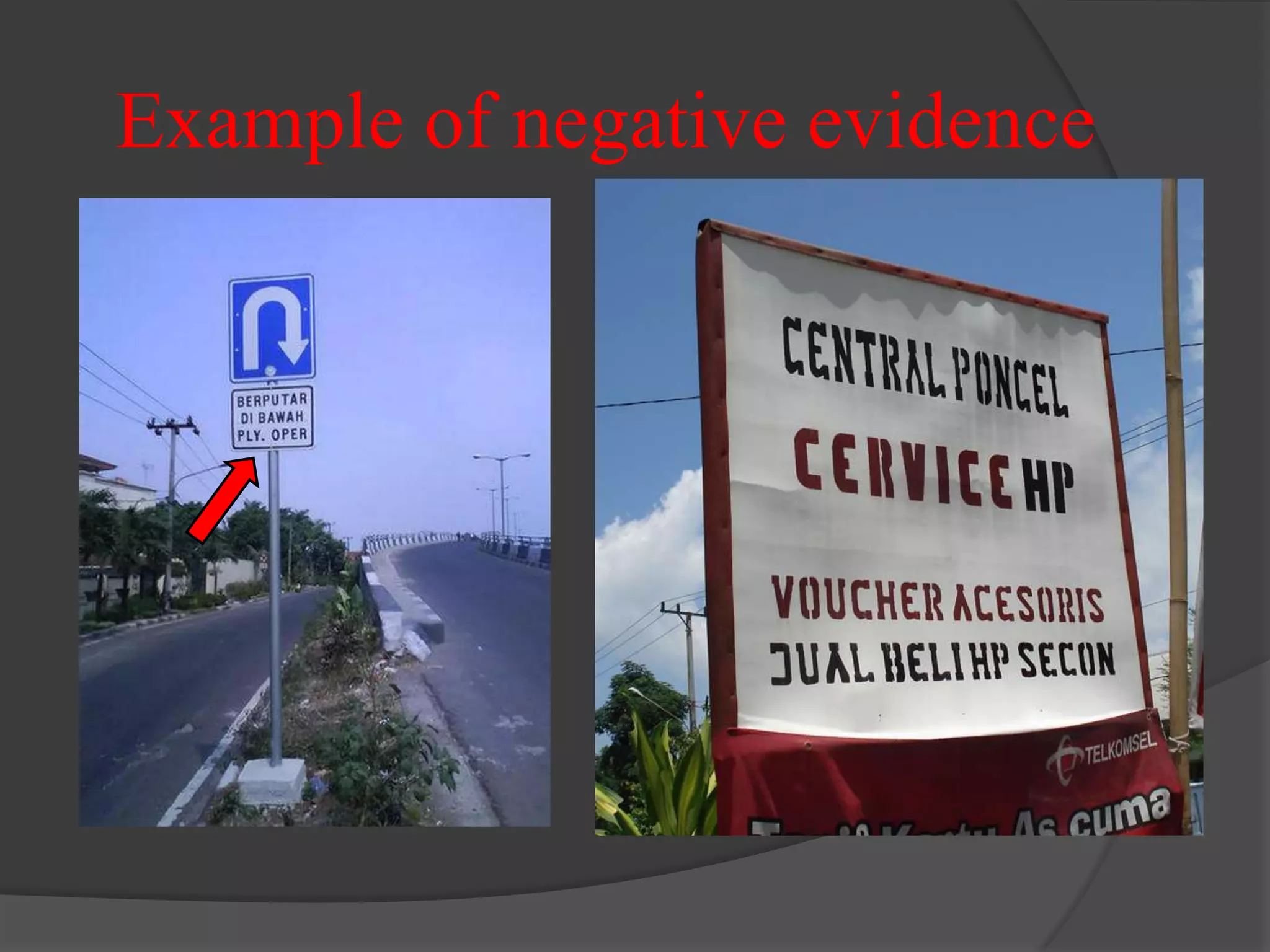 Example of negative evidence