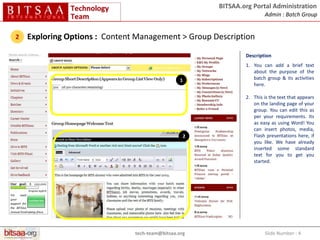 BITSAA.org Portal Administration - Group Admin : Batches