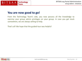 BITSAA.org Portal Administration - Group Admin : Initiatives