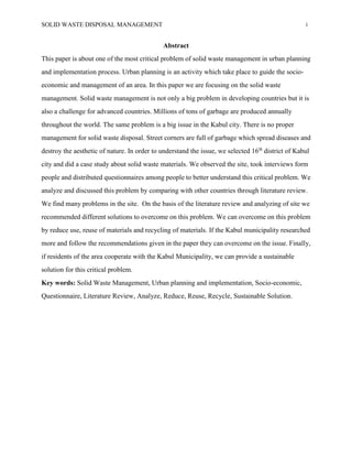 Group a final project, solid waste disposal management | PDF