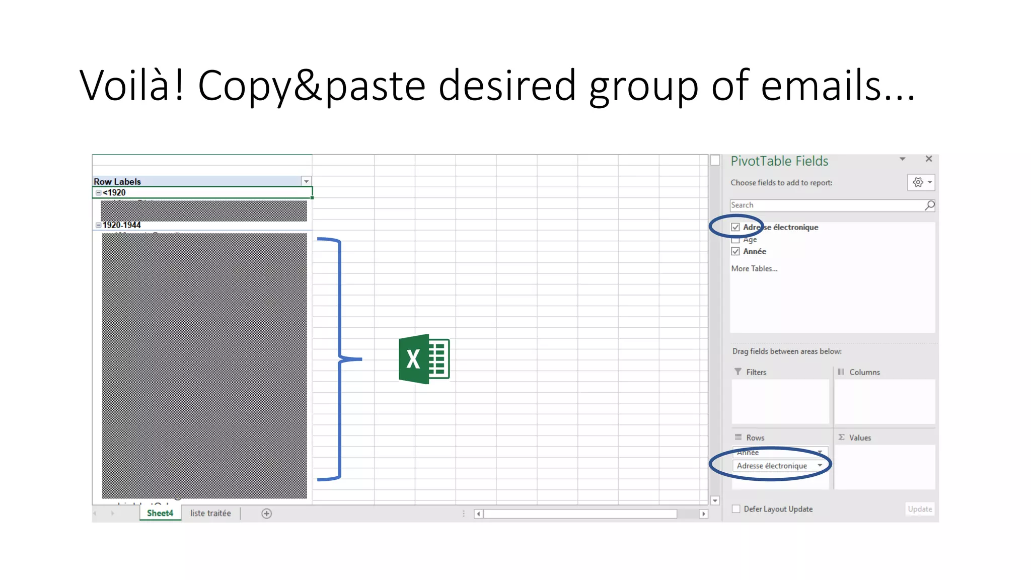 Voilà! Copy&paste desired group of emails...
