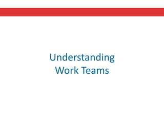 Understanding
Work Teams
 