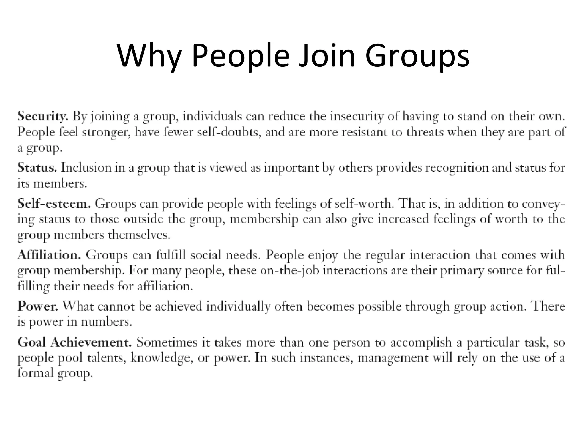 Why People Join Groups 