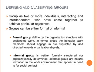 Engage Informally Organizational Behavior : Group Behavior and Dyanamics | PPTX