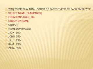 AGGREGATE FUNCTION SWITH SYNTAX FOR EASY LEARNING OF PYTHON | PPTX