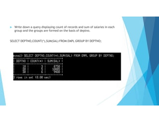 Using of Group By and Having Clause in MySQL | PDF
