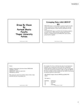 Group by clause mod | PDF
