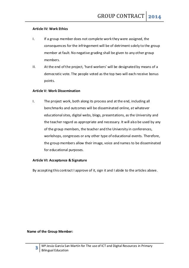 team work contract for a pbl approach work contract sample