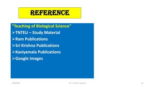 REFERENCE
“Teaching of Biological Science”
TNTEU – Study Material
Ram Publications
Sri Krishna Publications
Kaviyamala Publications
Google Images
4/18/2022 Dr. C. Beulah Jayarani 24
 