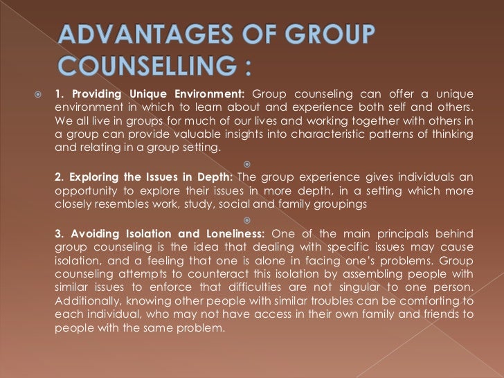 Advantages Of Group Counseling 73