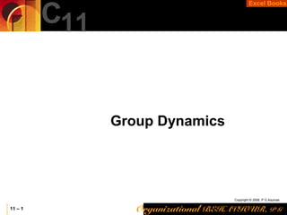 Organizational BEHAVIOUR, P G
Copyright © 2006, P G Aquinas
Excel Books
11 – 1
C11
Group Dynamics
 