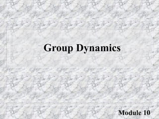 Group Dynamics




             Module 10
 
