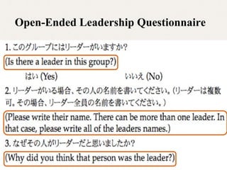 Open-Ended Leadership Questionnaire
 