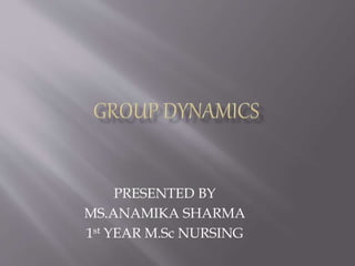 PRESENTED BY
MS.ANAMIKA SHARMA
1st YEAR M.Sc NURSING
 
