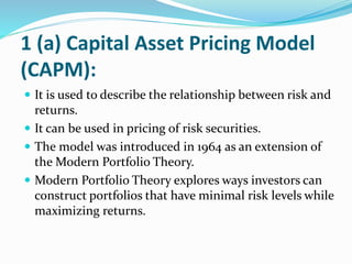 Capm In Financial Management Financial Management: Capital Asset Pricing Model (CAPM) | PPTX