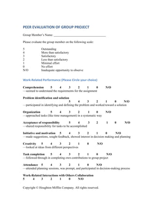 Group evaluation form