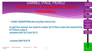 Peta Math Second Quarter Group F Math Peta - Special Products (Sq. of Bi, Sq. of ...