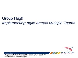 Group Hug!!
Implementing Agile Across Multiple Teams
Proprietary Material Provided for Training Purposes Only
© 2017 Excella Consulting, Inc.
 