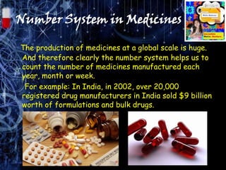 Number System in Medicines

The production of medicines at a global scale is huge.
And therefore clearly the number system...