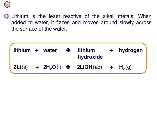 chemistry of alkali metals manik alkali metals react violently with water to form metal ions hydroxide ions and what substance