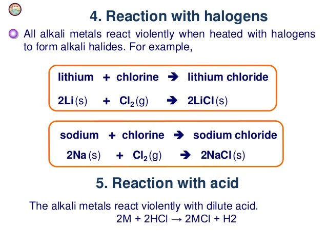 chemistry of alkali metals manik alkali metals react violently with water to form metal ions hydroxide ions and what substance