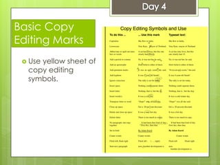 Basic Copy
Editing Marks
 Use yellow sheet of
copy editing
symbols.
 