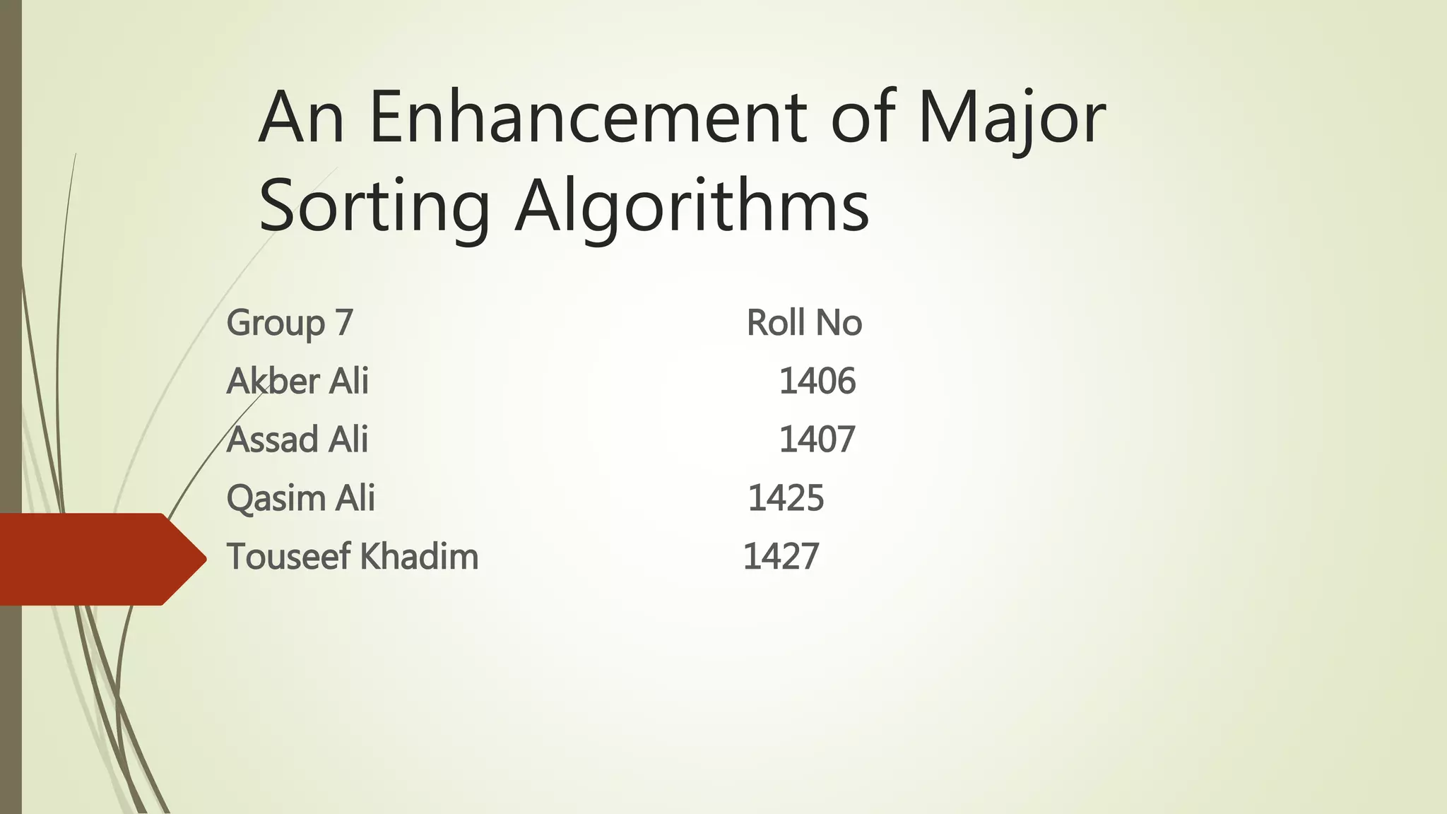enhancement of sorting algorithm | PPT