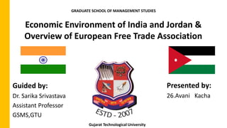 Guided by:
Dr. Sarika Srivastava
Assistant Professor
GSMS,GTU
Presented by:
26.Avani Kacha
Economic Environment of India and Jordan &
Overview of European Free Trade Association
GRADUATE SCHOOL OF MANAGEMENT STUDIES
Gujarat Technological University
 