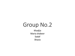 Group No.2
Khadjia
Maria shabeer
Sadaf
Shazia
 